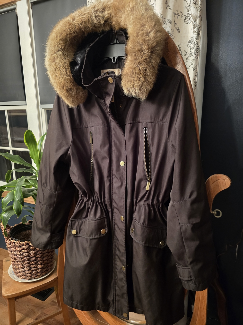 Women’s Michael Kors Parka Jacket with Faux Fur Hood SZ X-Large
